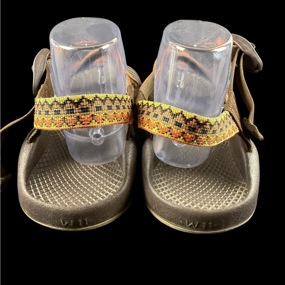 Chaco Z1 Women’s 11 Orange Brown  Geometric Vibram Sole Hiking Sport Sandals. - Picture 3 of 10